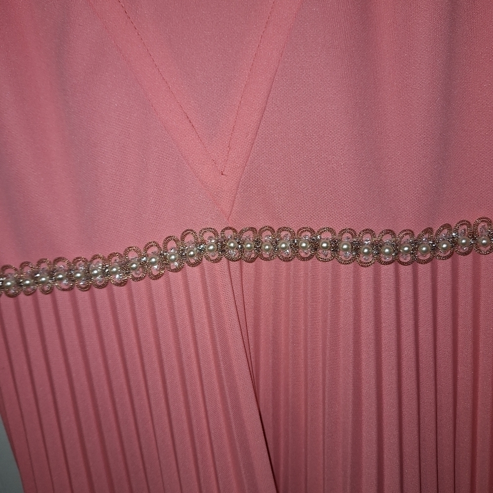 Vintage Retro Pink Peach Maxi Dress - Picture 2 of 10
